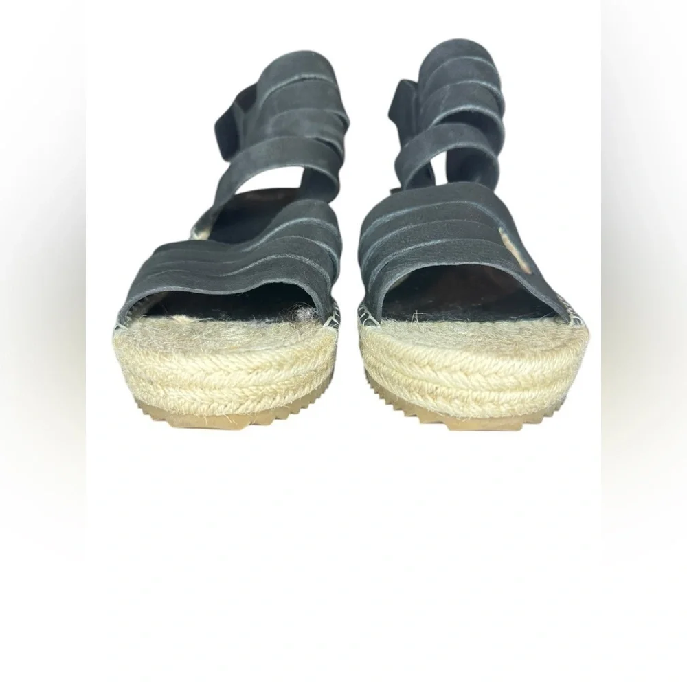 Eileen Fisher Largo Espadrille Suede Wedge Size 7.5 Black